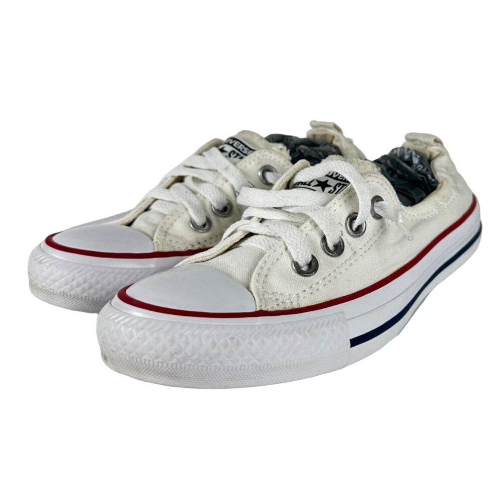 Converse Chuck Taylors Shoreline Womens 5 White Low Top Slip On Sneakers 537084F